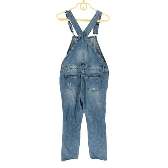 Mod Ref Boyfriend Distressed Denim Overalls bibs artsy school festival size S - Picture 2 of 8